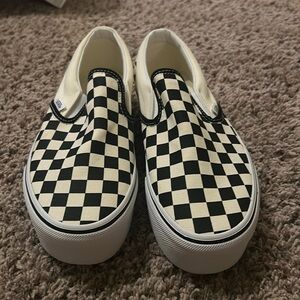 Classic Slip-On Stackf Checkered Vans. NEW NEVER WORN.